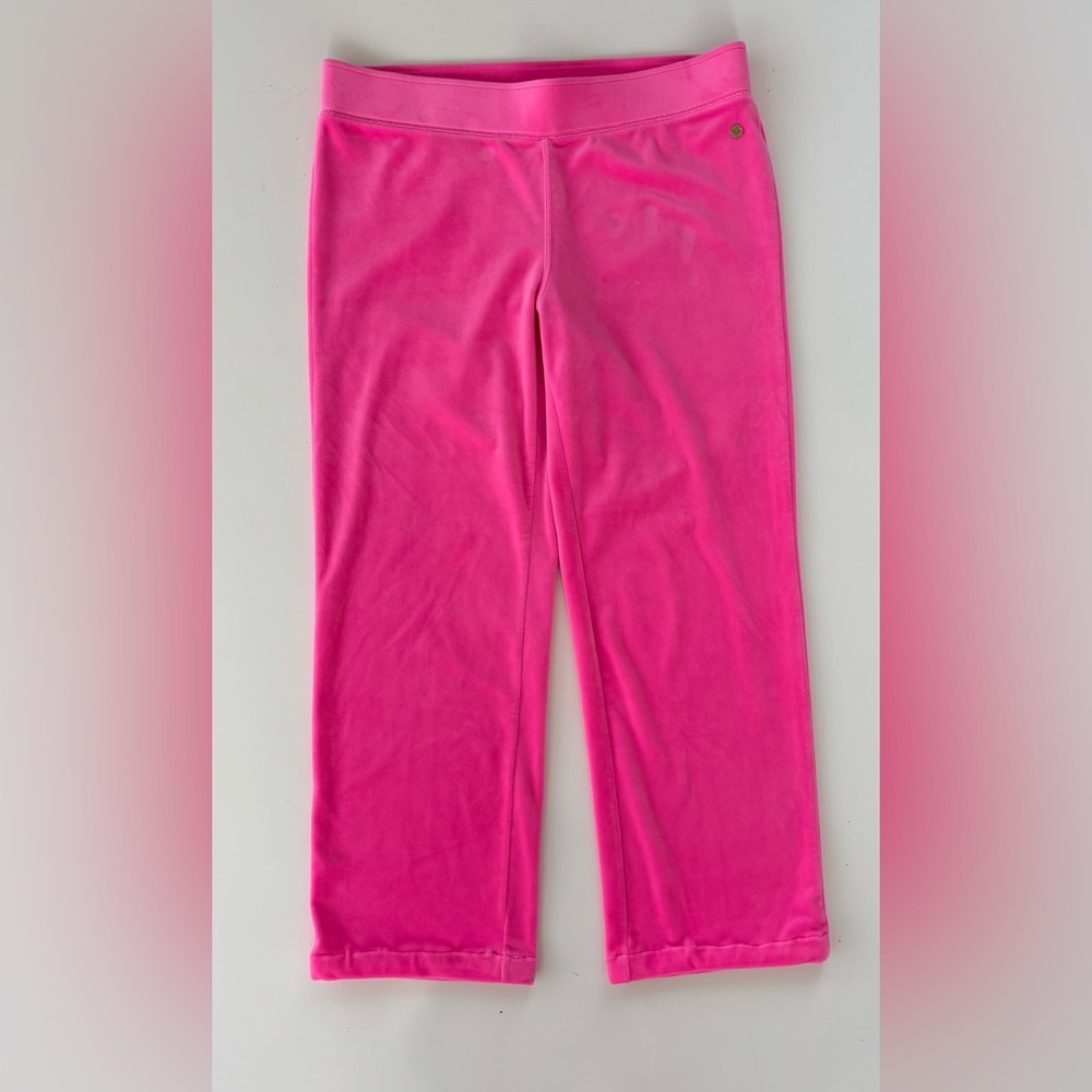 Lilly Pulitzer Women's Hot Pink Dorsey Velour Pants Y2K Size Large CROPPED*
